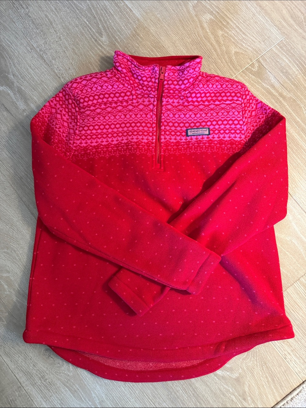 Vineyard Vines Pink and Red Half-Zip Turtleneck Sweater